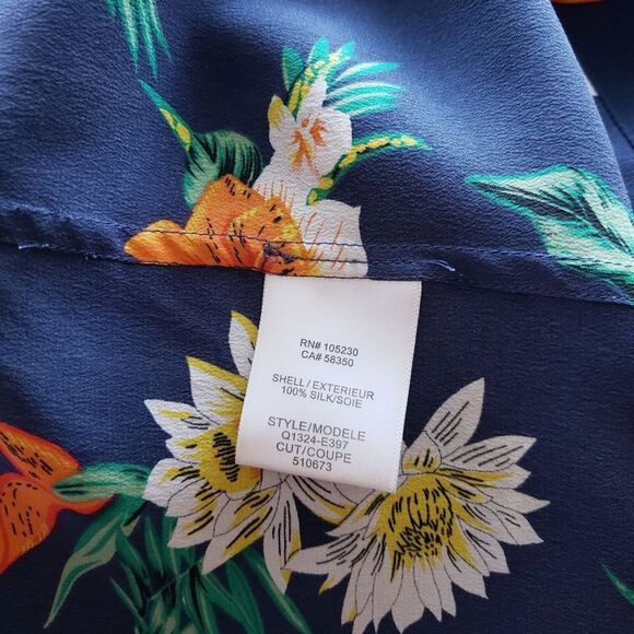 Equipment 100% Silk Floral/Palm/Tropical Print Sleeveless Tank Top/Blouse - Picture 5 of 7